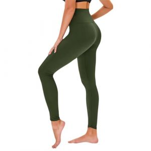 TNNZEET Leggings Sport pour Femme Taille Haute, Pantalon Yoga Femme Grandes Tailles pour Sport,Gym(Vert Militaire,XXL) (Jilun, neuf)