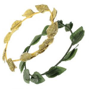 FRCOLOR 2 pièces Couronne de Romaine pour Cosplay Headband Laurier Doré et Vert Accessoire de Fête et Mariage Coiffure Facile à Porter (White Beach, neuf)