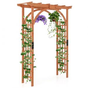 RELAX4LIFE 2,2M Arche de Jardin en Bois avec Treillis pour Plantes Grimpantes & Rosiers & Vignes, Pergola d'escalade pour D&eacute;coration Pelouse Arri&egrave;re-Cour, 160 x 60 x 217cm (160x60x213 cm) (RELAX4LIFE, neuf)
