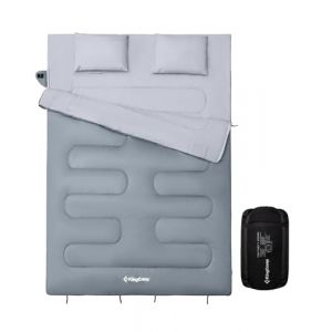 KingCamp Double Sac de Couchage avec 2 Oreillers, Sac de Couchage Rectangulaire Camping pour 2 Personnes Détachable Confortable pour Tentes Camion Randonnée Extérieur Intérieur Hiver, 220 * 150cm (KingCamp EU, neuf)
