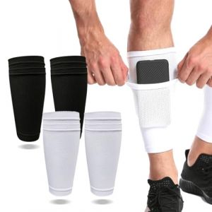 2 paires chaussettes de prot&egrave;ge-tibia, chaussettes de prot&egrave;ge-tibia de football respirantes, manches de soutien de prot&egrave;ge-tibia de football pour chaussettes de football (huahuafengshenla2, neuf)