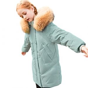 amropi Enfant Fille Manteau Parka Veste à Capuche Fourrure Longue Chaud Hiver Blouson Vert, 13-15 Ans (YunBao Footwear Trade, neuf)