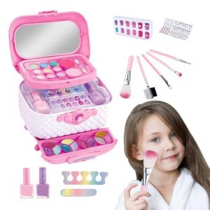 Maquillage Enfant Jouet Filles, Coffret Maquillage Enfant Filles Makeup Set Ensemble De Maquillage Lavable Pour En-fants Avec Coffret Non Toxique Kit De Maquillage Enfant Fille (qirens, neuf)