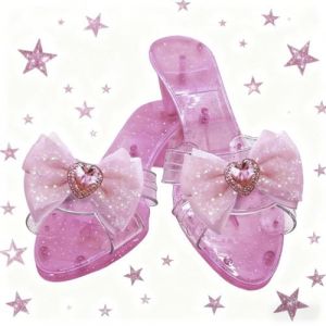 Chaussures Princesse Fille, Chaussures Princesse Habill&eacute;es Crystal, Cosplay Chaussuress &Agrave; Talons Hauts Enfant, Deguisement Princesses Fille Accessoires Pour Sc&egrave;ne, S&eacute;ances Photo, Danse(rose) (datzskj, neuf)