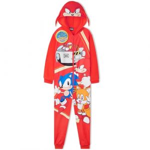 Get Trend Sonic The Hedgehog Combinaison Pyjama Gar&ccedil;on Hiver, Grenouill&egrave;re Polaire Chaude avec ou sans Capuche, Cadeau Gamer (9-10 Ans, Multi Knuckles) (Get Trend., neuf)