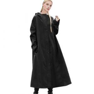 Tyinerc Manteau de pluie long, veste de pluie imperm&eacute;able longue | Trench coupe-vent pliable poncho coupe-vent pour v&eacute;lo, trajets en d&eacute;placement, p&ecirc;che, Noir , XL (jianuow, neuf)