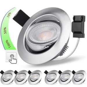 Spot LED Encastrable Orientable, 5W Spot Led Plafond Dimmable 220V Blanc Neutre 4000K 500LM Spot Encastrable LED Extra Plat, IP44 Spots Encastr&eacute;s &Oslash;68-75mm, Chambre, Salon, Salle de Bain, Lot de 6 (URUI, neuf)