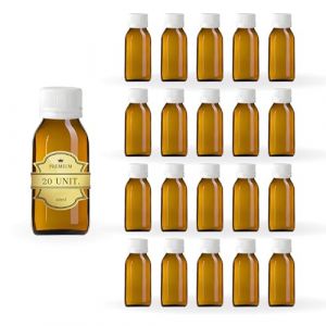 Espirito Rebelde 20x Flacon Vide en Verre Ambré de 60 ml avec Couvercle en Plastique - Flacon pour Huiles Essentielles, Cosmétiques, Produits de Laboratoire, Médicaments - Aromathérapie (Espirito Rebelde, neuf)