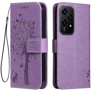 Topme &Eacute;tui en Cuir pour Honor 200 Lite 5G (6.7" inches), [ Coque Housse de T&eacute;l&eacute;phone Style Motif Chat Et Arbre] - Violet Clair (topme, neuf)