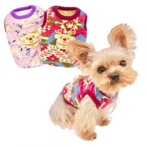 YorkieGogo - Lot de 2 V&ecirc;tements pour Tr&egrave;s Petits Animaux, Sweaters Ultra-Doux pour Chats & Chiens Nouveau-n&eacute;s/Nains (ex: Chihuahuas, Yorkies, Pinscher Nain) et Autres Petits Animaux (XS, &Eacute;lan) (YorkieGogo's store, neuf)