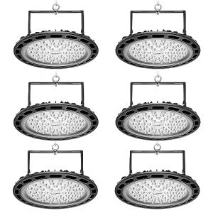 bapro 6pcs 200W UFO LED Lights Projecteur LED 20000lm 6500k Blanc Froid LED High Bay Light Hall Projecteur Lampe Atelier Éclairage d'entrepôt pour Stade Intérieur, Parking Garage, Centres Logistiques (NATUR, neuf)