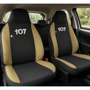 Auto Accessori Lupex - Housses pour si&egrave;ge auto, compatibles Housses de si&egrave;ge auto pour 107, Noir Beige, Made in Italy, set pour si&egrave;ges avant et arri&egrave;re, tissu polyester, housses int&eacute;rieures de voiture (LUPEX SHOP, neuf)