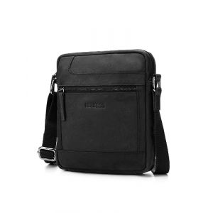 LEABAGS Pochette Homme Bandouli&egrave;Re Cuir - Cuir Veritable Petit,Vintage Shoulder Bag Sac Bandouli&egrave;Re Homme Cuir Vintage,Multifonctionnel Sacs &agrave; Main Voyage,Sacoche Port&eacute; Epaule Travers (Nature Noir) (Marketplace-Powerbrands, neuf)