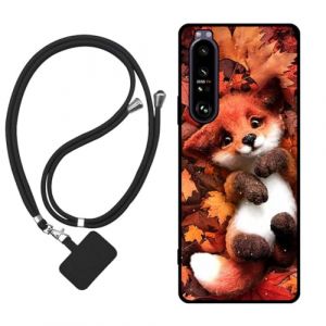 Sunrive Coque Compatible avec Sony Xperia 1 III 5G,TPU &Eacute;tui Housse Protecteur Souple Gel Mat Back Cover Mignon Motifs Antichoc Case(Le Renard Feuille d'&eacute;rable)+1x Universelle Dragonne (sunrive, neuf)