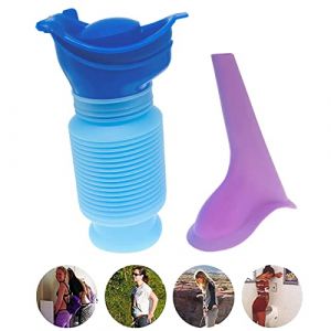 Urinoir Rétractable + Entonnoir violet Urinoir Homme Femme Portable 750 ML Bouteille Urine Réutilisable Urinoir Urgence Enfant pour Camping, Voiture, Voyage, Embouteillage et File d'Attente (ANETTEE GLOBALISS, neuf)