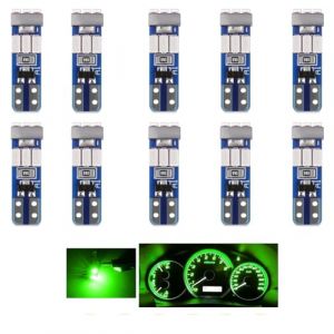SUCANY T5 LED W3W Ampoules,Ampoule &agrave; LED 2721 27 37 286 PC74,12V 300LM 0.6W 9SMD 3014 Chips,Convient Aux Indicateurs Du Tableau De Bord Et Du Groupe D'Instruments De L'Automobile (Vert - 10 Pi&egrave;ces) (SUCANY Europe, neuf)