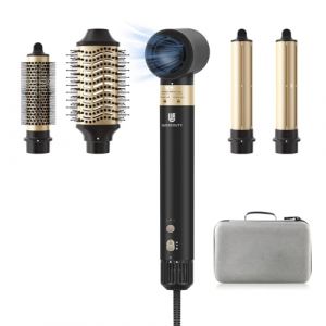 webeauty 6 en 1 Hairstyler, 110,000 TR/MIN, 30M/S, 500 Millions d'ions N&eacute;gatifs S&egrave;che Cheveux Professionnel Avec Brosse Soufflante et Air Boucleur Cheveux,Noir (RuiYang UK, neuf)