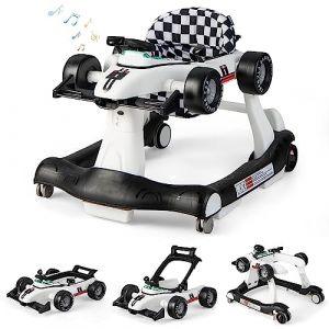 DREAMADE 4 en 1 Trotteur Bébé avec Hauteur&Vitesse Réglable Trotteur Marche Pliable Garçon Fille 6-18 Mois avec Roue Universelle Silencieuse&Musique&Lumière Charge 12 KG (Blanc) (DREAMADE, neuf)