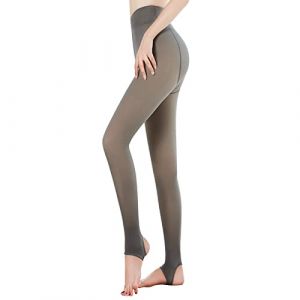 Collant Polaire Femme Effet Transparent Dim, Collant Femme Hiver Ventre Plat, Collant Chaud Femme Hiver Polaire Sans Pied, Doubl&eacute;s Faux Bas en Peluche Thermiques Leggings (220g, Sans Pied Gris) (xintuozjiayou, neuf)