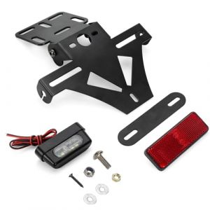 Support de Plaque d'immatriculation pour Moto, Angle réglable pour Moto, Porte-Plaque de numéro de Moto avec éclairage de Plaque, Support Universel De Clignotant pour Feu Arrière De Moto (Rosyfine, neuf)