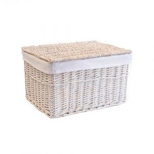 Arthur Cameron - Panier en osier doublé avec couvercle et sangles en cuir - Parfait pour la salle de bain, le salon ou la chambre à coucher - Panier de rangement avec couvercle - Grande boîte de (Arthur Cameron, neuf)
