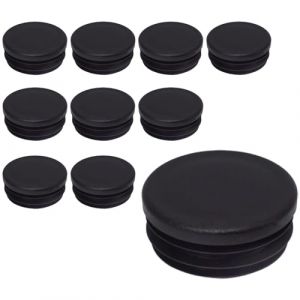 SKIR'CO Lot de 10 inserts de tubes ronds de 55 mm, bouchons de poteau de clôture en plastique noir, bouchons de tuyau, noir RAL 9005 (Skirmantas, neuf)
