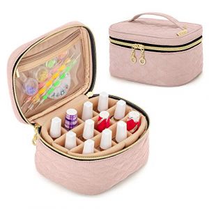 Yarwo Rangement pour 12 Flacons de Vernis &agrave; Ongles, Organiseur de Vernis &agrave; Ongles, Sac de Transport de Vernis &agrave; Ongles, Sac pour Flacons(15ml/0.5 fl.oz) de Vernis &agrave; Ongles, Beige Rose (KUNBO EU, neuf)