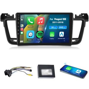 【2+64G】 Hodozzy Carplay Android Autoradio pour Peugeot 508 2011-2018, 2 Din Autoradio avec Bluetooth/Navi/WiFi/HiFi/RDS Radio/2 USB/SWC, 9 Pouces Ecran Tactil + Canbus (Hodozzy, neuf)