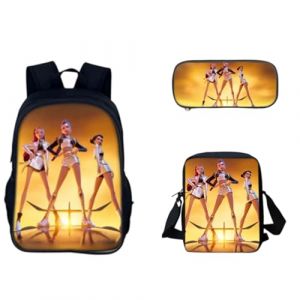 G&eacute;n&eacute;rique Sac &agrave; Dos K-POP DE-MON HUNTERS &ndash; Huntrix Cartable Scolaire Imperm&eacute;able 3 Pi&egrave;ces pour Coll&egrave;ge/Lyc&eacute;e &ndash; Sac Bandouli&egrave;re + Trousse &ndash; Pour Gar&ccedil;on Fille Fans de K-pop (PANGKII, neuf)