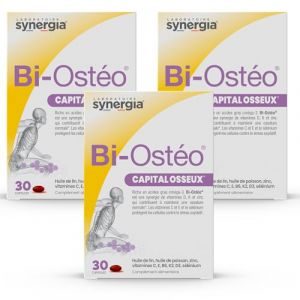 BI-OST&Eacute;O Lot de 3X30 Capsules | Acide Gras Om&eacute;ga 3, Vitamines C, D, K, et E, Zinc, S&eacute;l&eacute;nium | Prot&egrave;ge contre le Stress Oxydatif | LABORATOIRE SYNERGIA (S.A.S. Synergia, neuf)