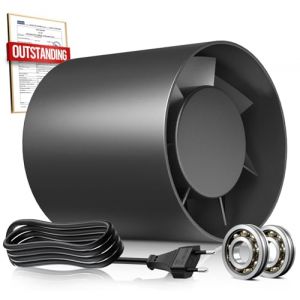 BUMSOU Extracteur d'air 100mm, Ventilateur de Conduit Compact avec Protection Contre la Surchauffe, 15W 130m³/h Aérateur Extracteur Silencieux, VMC Salle de Bain Cave Garage Tente Garantie 5 ANS (SeaKing, neuf)