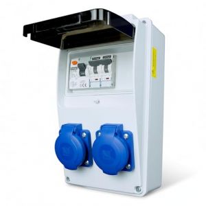 RoadEu &ndash; Coffret &Eacute;lectrique IP44 230V avec Prises 2P+T | Tableau de Distribution Mural avec Interrupteur Diff&eacute;rentiel 30mA | Pr&eacute;c&acirc;bl&eacute; pour Atelier, Garage et Chantier (2x230V) (RoadEu, neuf)