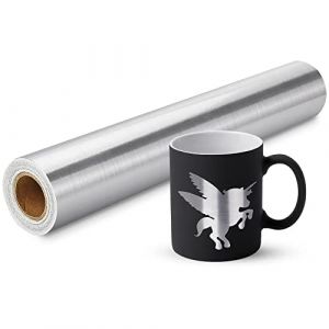 Rouleau de vinyle adhésif argenté brossé, vinyle argenté pour Cricut-30 cm × 305 cm - Vinyle adhésif permanent métallique, vinyle pour camée silhouette, machine de découpe, décalcomanie maison (Prime Vinyl Europe, neuf)