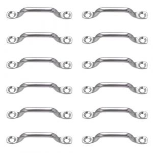 Fhioevt 12 Pièces Pontet INOX Boucles de Pont pour Kayaks Plaque Oeillet Acier Inoxydable 304 Platine Oeil de Pontet Accastillage Bateau pour la Fixation du Gréement de Kayak Canoë (M5x75) (FUKJLKSESOIR, neuf)