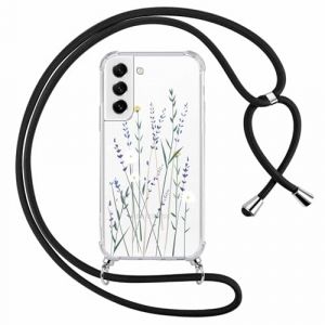 Yoedge Coque avec Cordon pour Samsung Galaxy S21 FE(5G) 6,4",Étui Collier Réglable Transparente Case avec Aesthetic Motif Fleur 1,Silicone TPU+PC Antichoc Housse avec Tour de Cou Lanière Lanyard Cover (Somin Ivka EU, neuf)