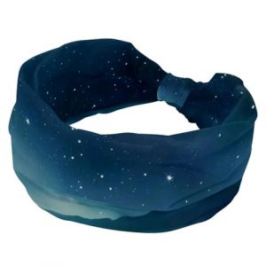 Bandeau &eacute;lastique bleu ciel &eacute;toil&eacute;, montagnes, univers scintillant pour femme, large bandeau, n&oelig;ud vintage, pour un usage quotidien, yoga, entra&icirc;nement (ocenuttldat, neuf)