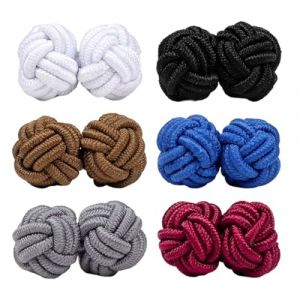 6 paires bouton de manchette homme boutons de manchette pour homme bouton de manchette noeuds de soie pour homme/Femme chemise/Robes (A) (ANETTEE GLOBALISS, neuf)