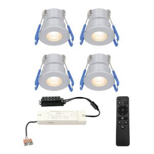 HOFTRONIC - 4x 12V Milano Mini spot LED encastrable 3W IP65 étanche 2700K blanc chaud de plafond encastrable aluminium idéal pour toit de terrasse, salle de bain, douche - Avec transformateur (Online Multi Stores, neuf)