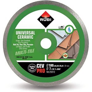 RUBI | Disque Diamant Jante Continue CEV PRO | Coupe Générale de Carreaux de Céramique | Alésage 25,4 mm | Diámetre Extérieur 250 mm | CEV-250 PRO (BO SHOP, neuf)