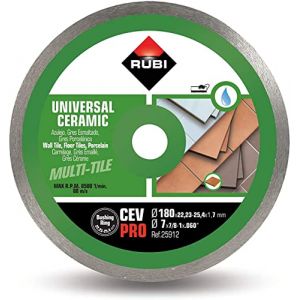 RUBI | Disque Diamant Jante Continue CEV PRO | Coupe Générale de Carreaux de Céramique | Alésage 25,4 mm | Diámetre Extérieur 250 mm | CEV-250 PRO (Verkter FR, neuf)