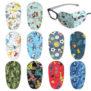 SYEYCW 10 Pièces Cache Oeil Enfant, Cache Oeil pour Lunettes, Eyepatch Réutilisable en Dessin Animé, Patchs Colorés pour Les Yeux des Enfants, pour Amblyopie et Strabisme, pour Œil Droit et Gauche (XUANWEI STORE, neuf)