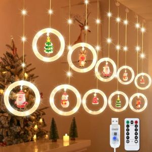ZQEJEFD Rideau Lumineux Noël, 3M 100LEDs Guirlande Rideau Lumineux Fenêtre D'éclairage avec Minuteur et USB, Guirlande Lumineuse de Noël, rideau lumineux Blanc Chaud pour noël,Mariage,Fenêtre, Patio (GLOBAL CHILDREN TOYS S.R.L., neuf)