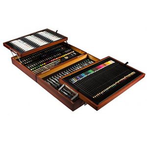 MONT MARTE Kit Peinture Premium Deluxe - 174 pi&egrave;ces - Set de Dessin de haute qualit&eacute; dans un &eacute;l&eacute;gant coffret en bois - Set complet de Mixed Media - Parfait pour les Enfants, D&eacute;butants et Artistes (SETL GmbH, neuf)