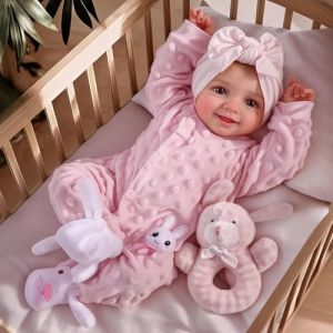 BABESIDE Reborn Poupée Sunny 17 Pouces Réaliste Nouveau-né Poupee Fille Lifelike Bébé Corps en Tissu Doux Réincarnées Vraie Poupees Ouvrez Les Yeux (SIDE-baby, neuf)