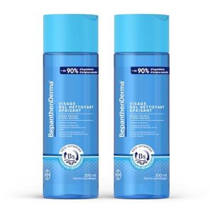 Gel nettoyant visage hydratant et apaisant sans savon- à l'huile d'argan - Peaux sèches à très sèches -Nettoie en douceur - Préserve l'hydratation et apaise les tiraillements - BepanthenDerma 2x200 ml (Le Comptoir Santé, neuf)