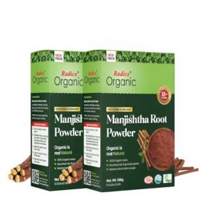 Radico ORGANIC MANJISTHA 100% Naturel BIO Organic Vegan Croissance des Cheveux, Anti-Chute, Anti-Pellicules, Care, Volume, Apaisant, Nourrissant Poudre Renforc&eacute;e Masque Cheveux et Shampooing avec (ORGANIChaarverf, neuf)