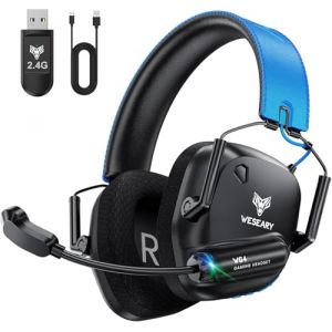 WESEARY WG4 Casque Gaming sans Fil, 2,4 GHz Casque Bluetooth sans Fil avec Micro pour PS5, PS4, PC, Switch, Mac, Mobile, Casque Gaming Pliable avec Son St&eacute;r&eacute;o, Batterie de 45h (LEESAN LIMITED, neuf)