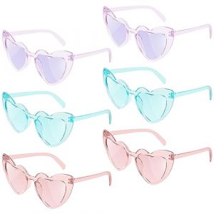 flintronic 6PCS Lunettes de Soleil en Forme de Coeur, Lunettes Parti de Soleil Hippie Lunettes de Soleil Transparentes Multicolores en Forme de C&oelig;ur sans Monture pour &eacute;t&eacute; Party Cosplay de F&ecirc;te No&euml;l (flintronic&reg;-eu, neuf)