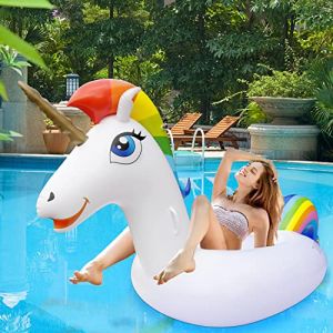 SUNCLAY Bouée Licorne Gonflable, Jouet Piscin pour Enfant et Adulte, Matelas Gonflable avec Valves Rapides,Grande Bouée Licorne Gonflable Geante pour Piscine été Vacances Océan (TRUELY CATCHING LIMITED, neuf)