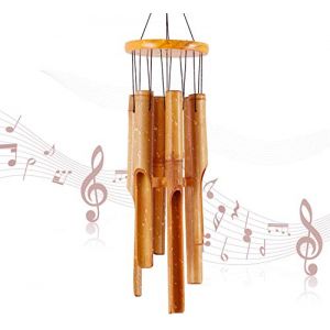 RDUTUOK Carillon à vent commémoratif en bambou – Grand carillon à vent en bois pour intérieur et extérieur – Carillon éolien de 81,3 cm pour jardin, cour, terrasse et décoration d'intérieur (DateGlobal, neuf)